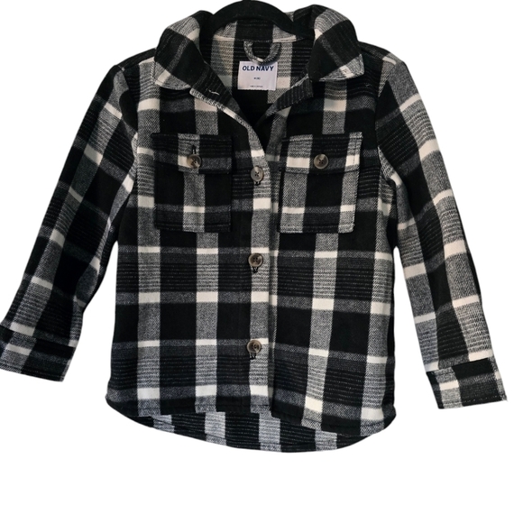 Old Navy Jacket Girls Sz M Black And White Plaid Button Up Heavy Cozy Academia - Picture 1 of 10